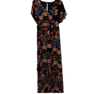 As U Wish Floral Fairycore Boho Dark Academia Romper Dress Size XS